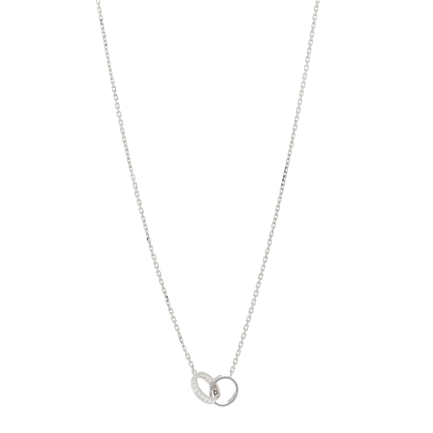 18K White Gold Diamond Interlocking LOVE Necklace