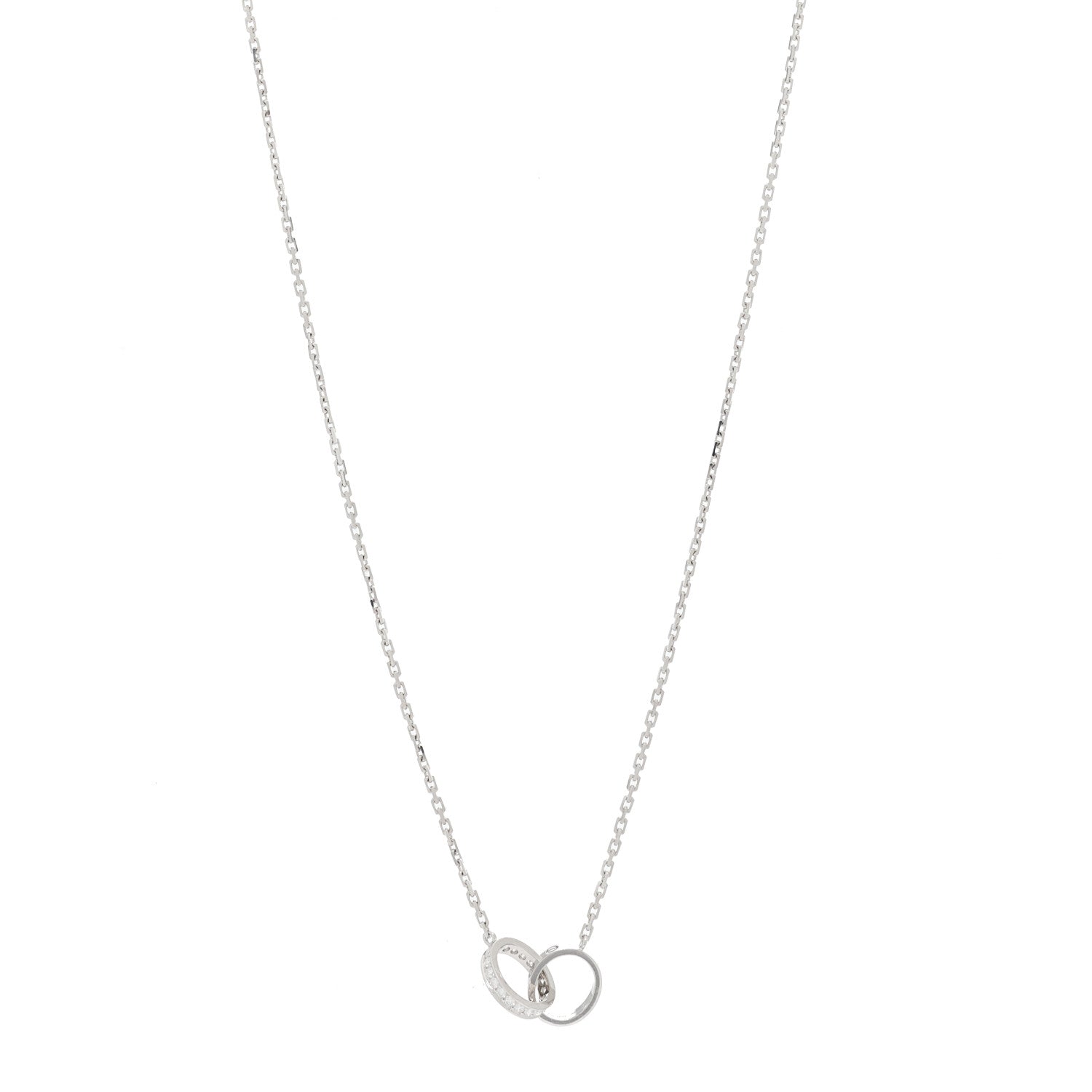 Cartier 18K White Gold Diamond Interlocking LOVE Necklace 1 of 6