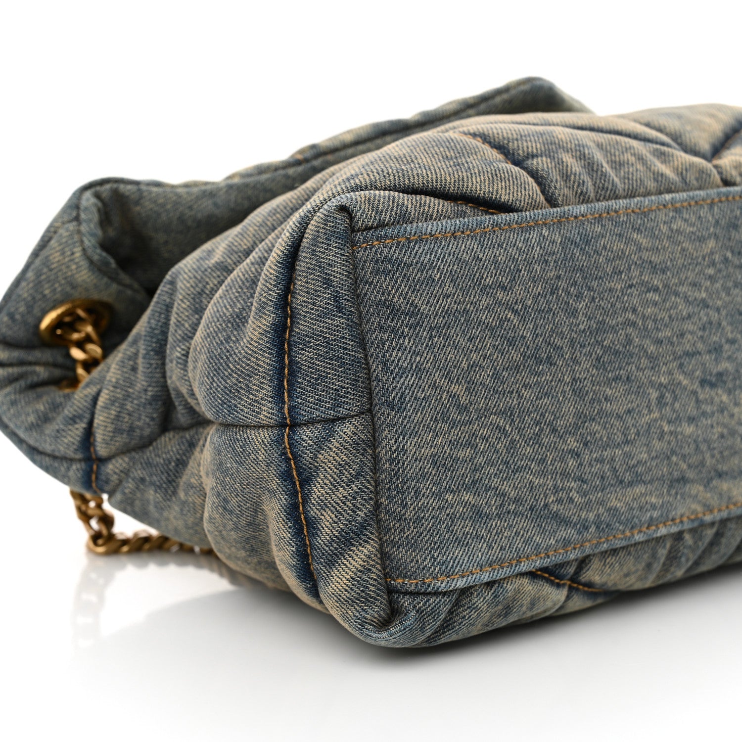 Saint Laurent Denim Quilted Small Loulou Puffer Monogram Chain Satchel Blue Cinnamon 9 of 12