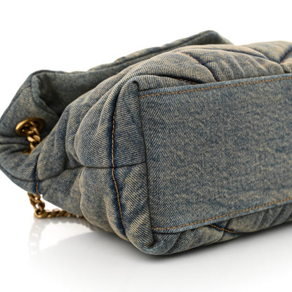 Saint Laurent Denim Quilted Small Loulou Puffer Monogram Chain Satchel Blue Cinnamon 9 of 12