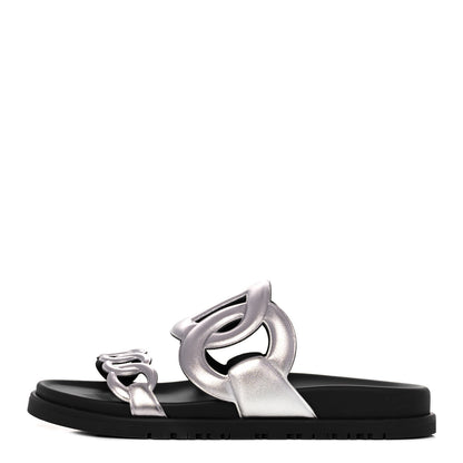 Hermes Nappa Extra Sandals 37 Gris Argent 1 of 9