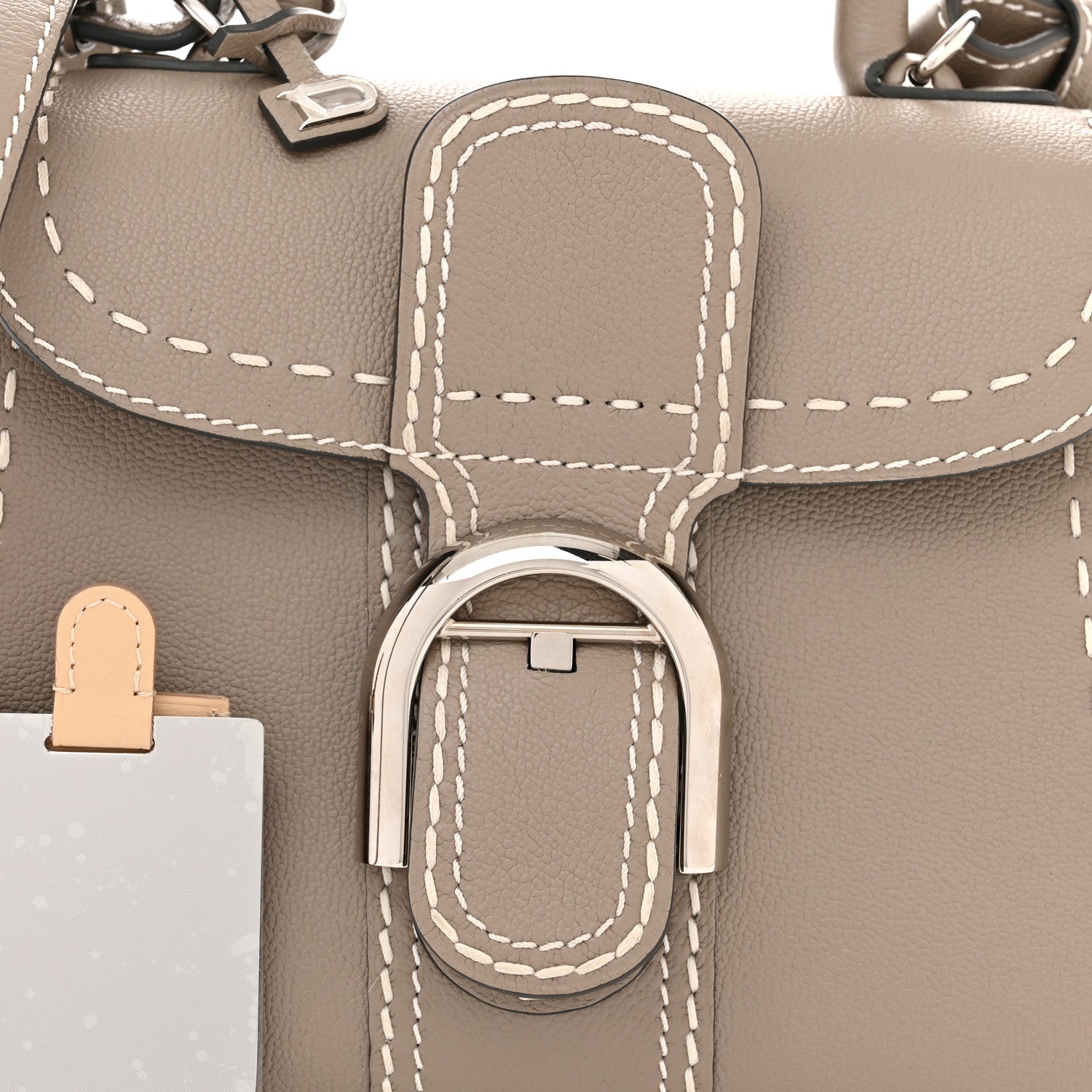 Delvaux Grained Rodeo Calfskin Surpique Mini Brillant Satchel Tourterelle Ivory 8 of 10