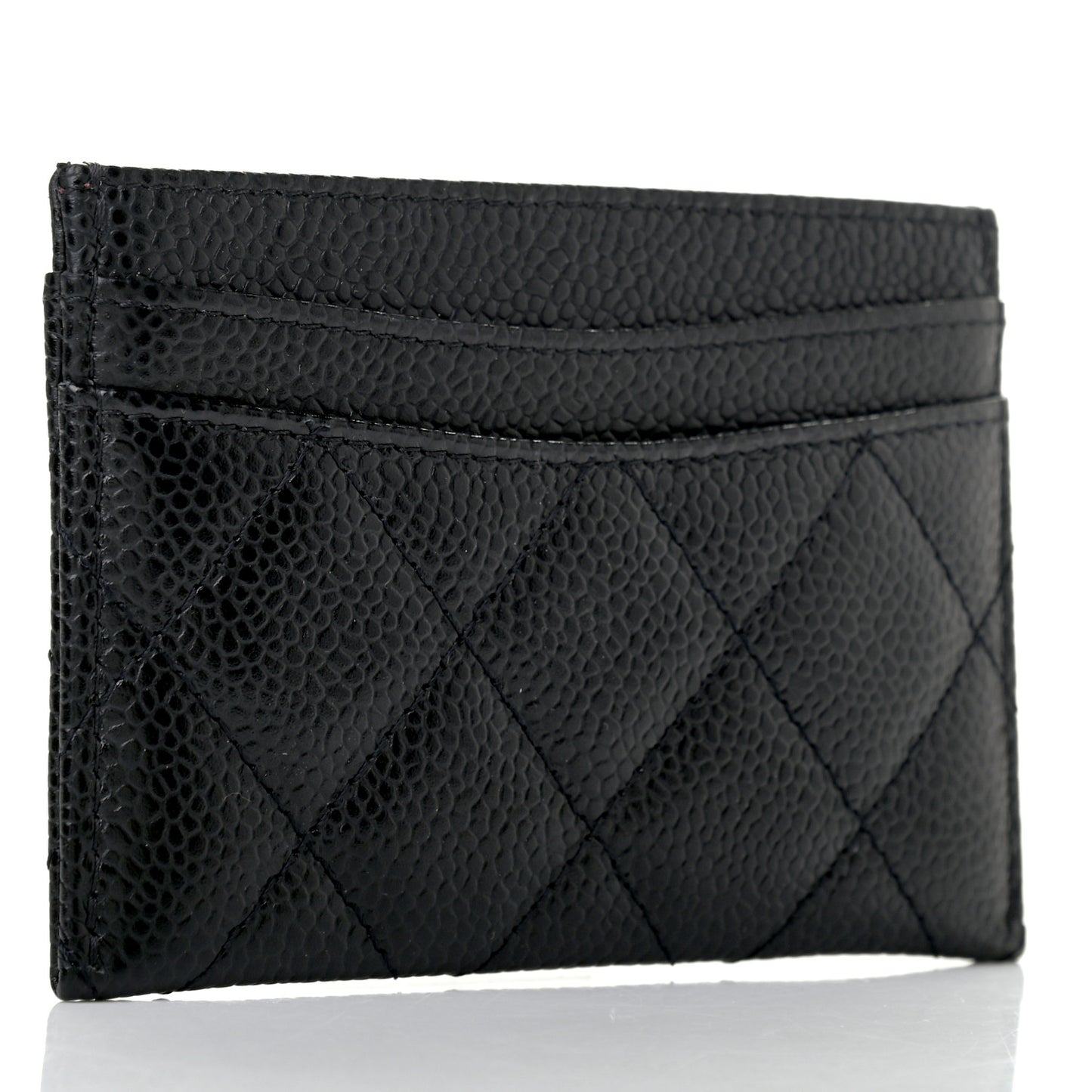 Caviar Quilted Card Holder Black