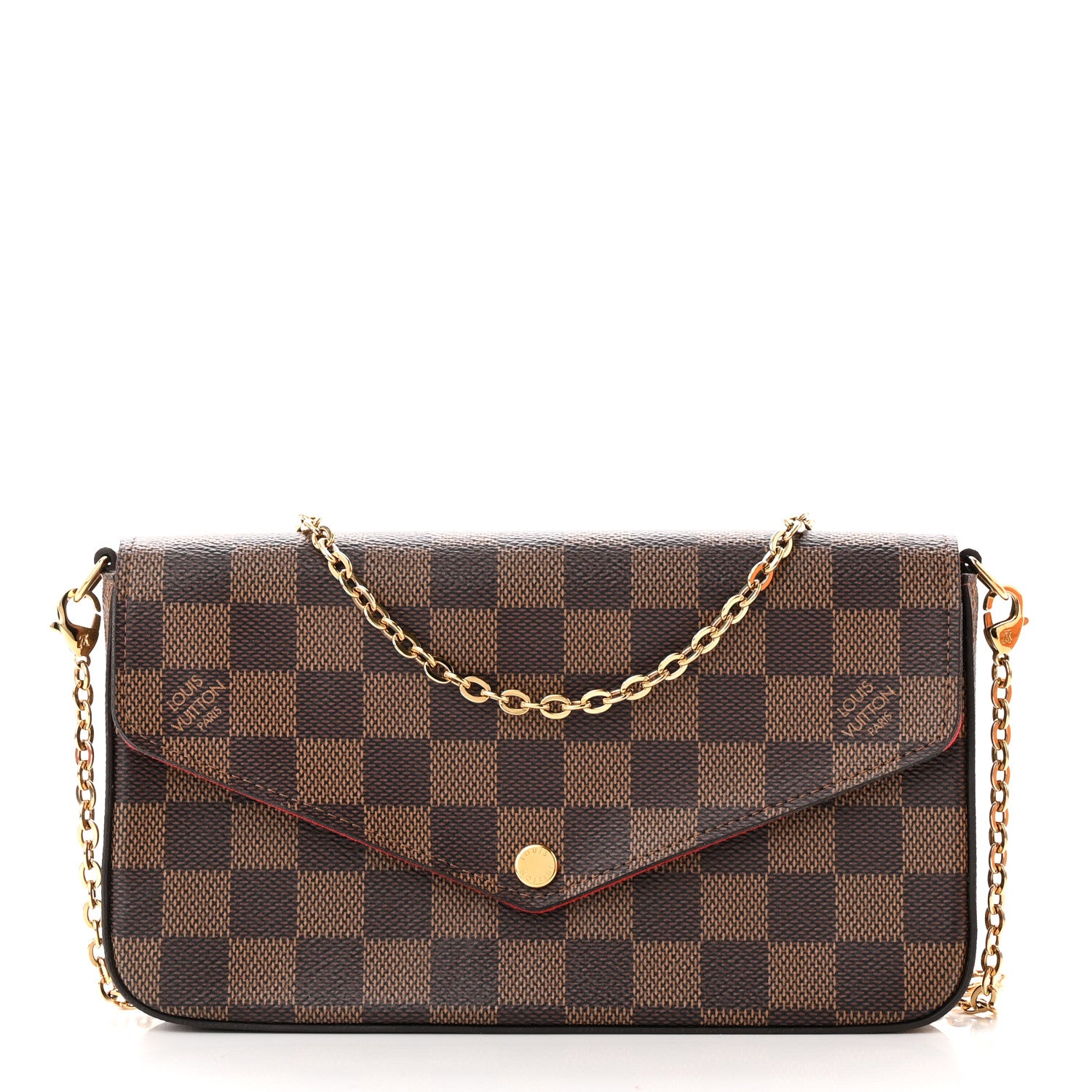 Louis Vuitton Damier Ebene Pochette Felicie Chain Wallet 3 of 14