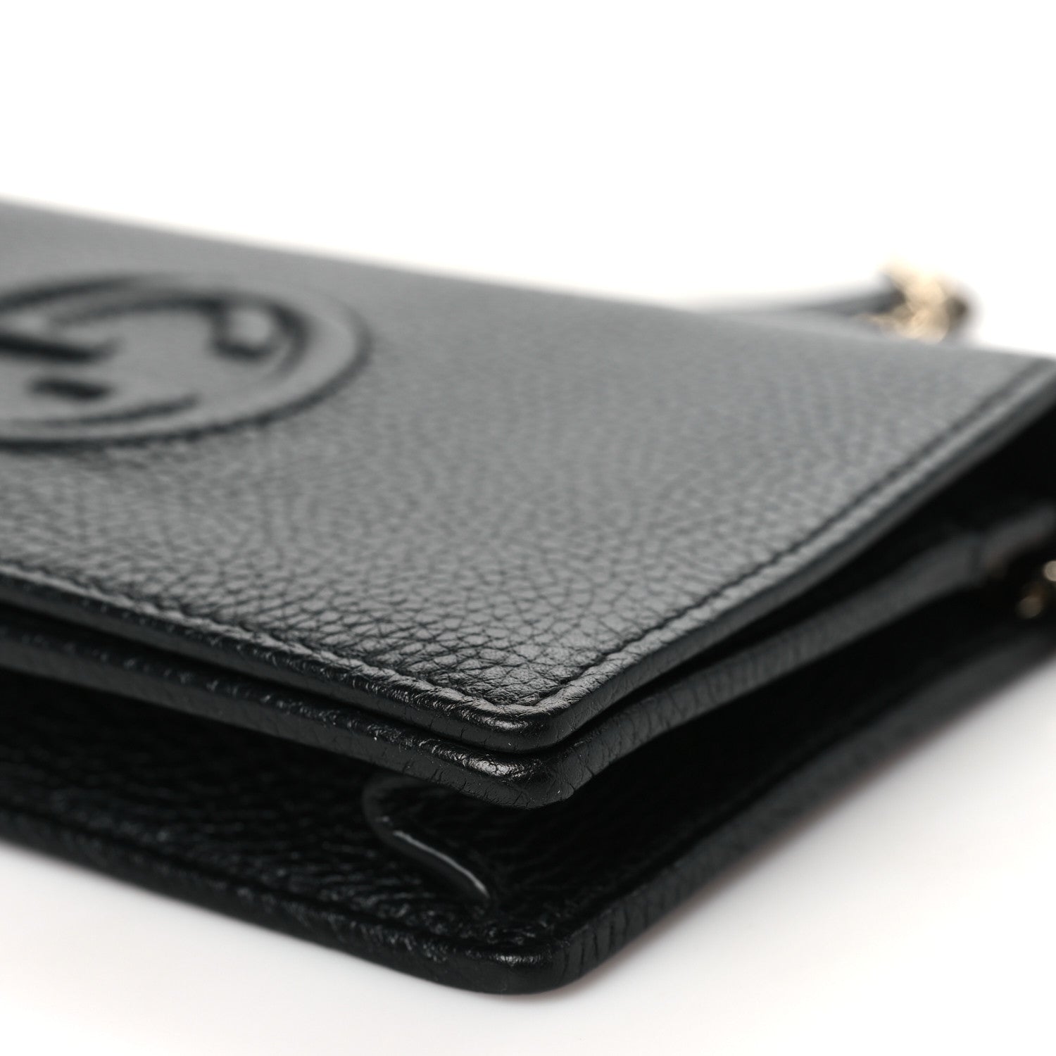 Gucci Pebbled Calfskin Soho Wallet On Chain Black 9 of 10