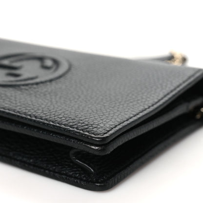 Gucci Pebbled Calfskin Soho Wallet On Chain Black 9 of 10