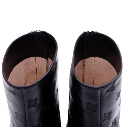 Fendi Vitello Karligraphy Embossed FFreedom Ankle Boots 39 Black 11 of 13
