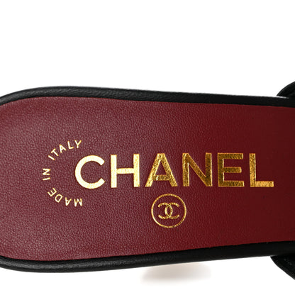 Chanel Mesh Cotton Lambskin CC Coco Beach Mules 38.5 Black 8 of 9