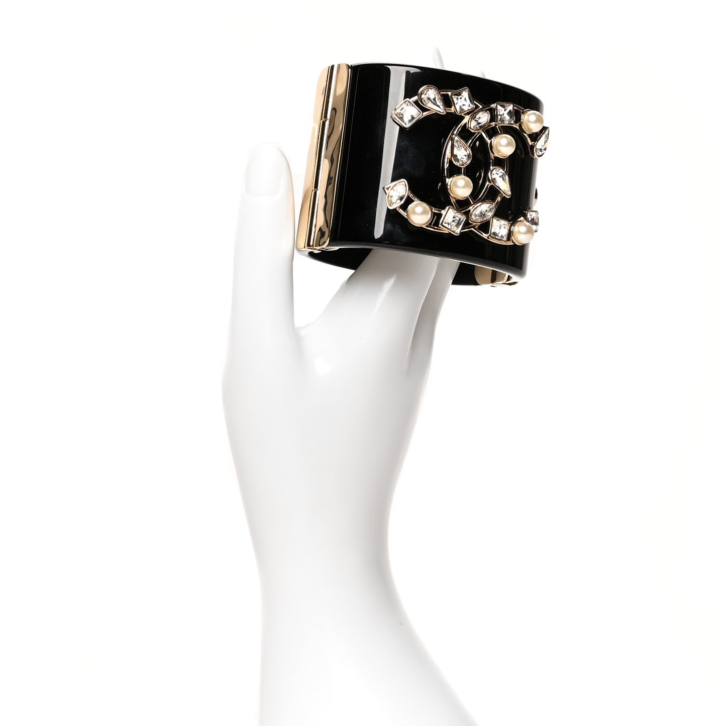 Resin Crystal Pearl CC Cuff Black