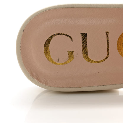 Gucci Monogram Matelasse Diagonal GG Marmont Flat Slide Sandals 36.5 Beige Ebony Mystic White 9 of 11