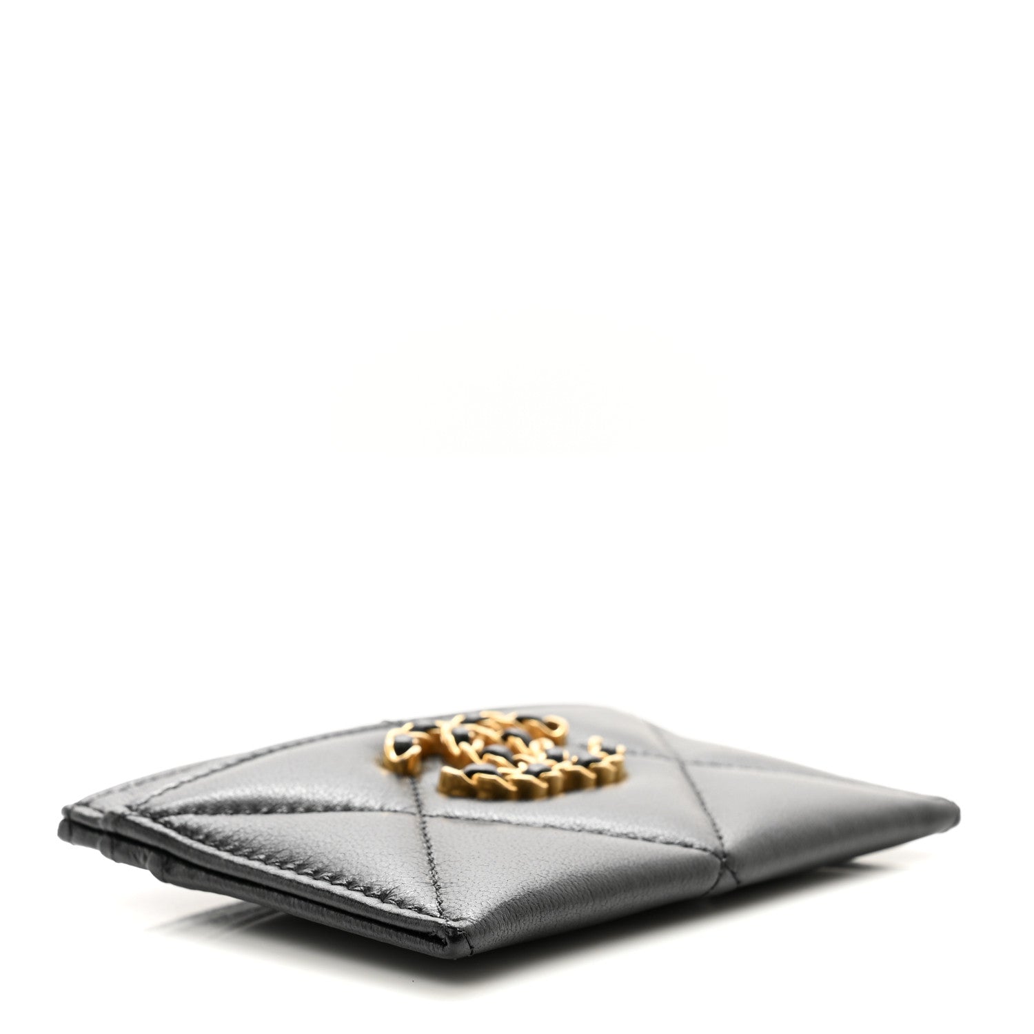 Chanel Lambskin Quilted Chanel 19 Card Holder Black 4 of 9