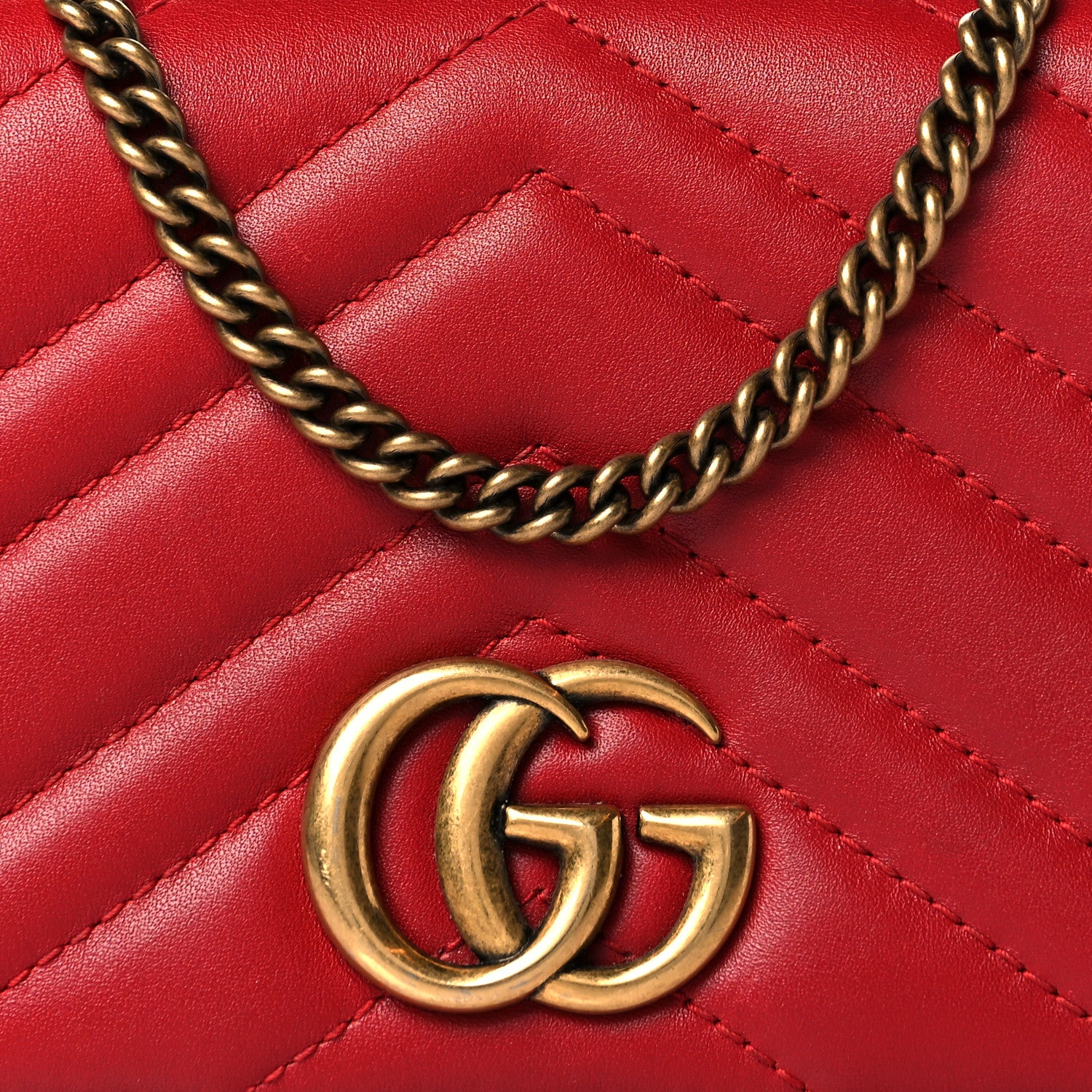 Gucci Calfskin Matelasse GG Marmont Mini Bag Hibiscus Red 7 of 12