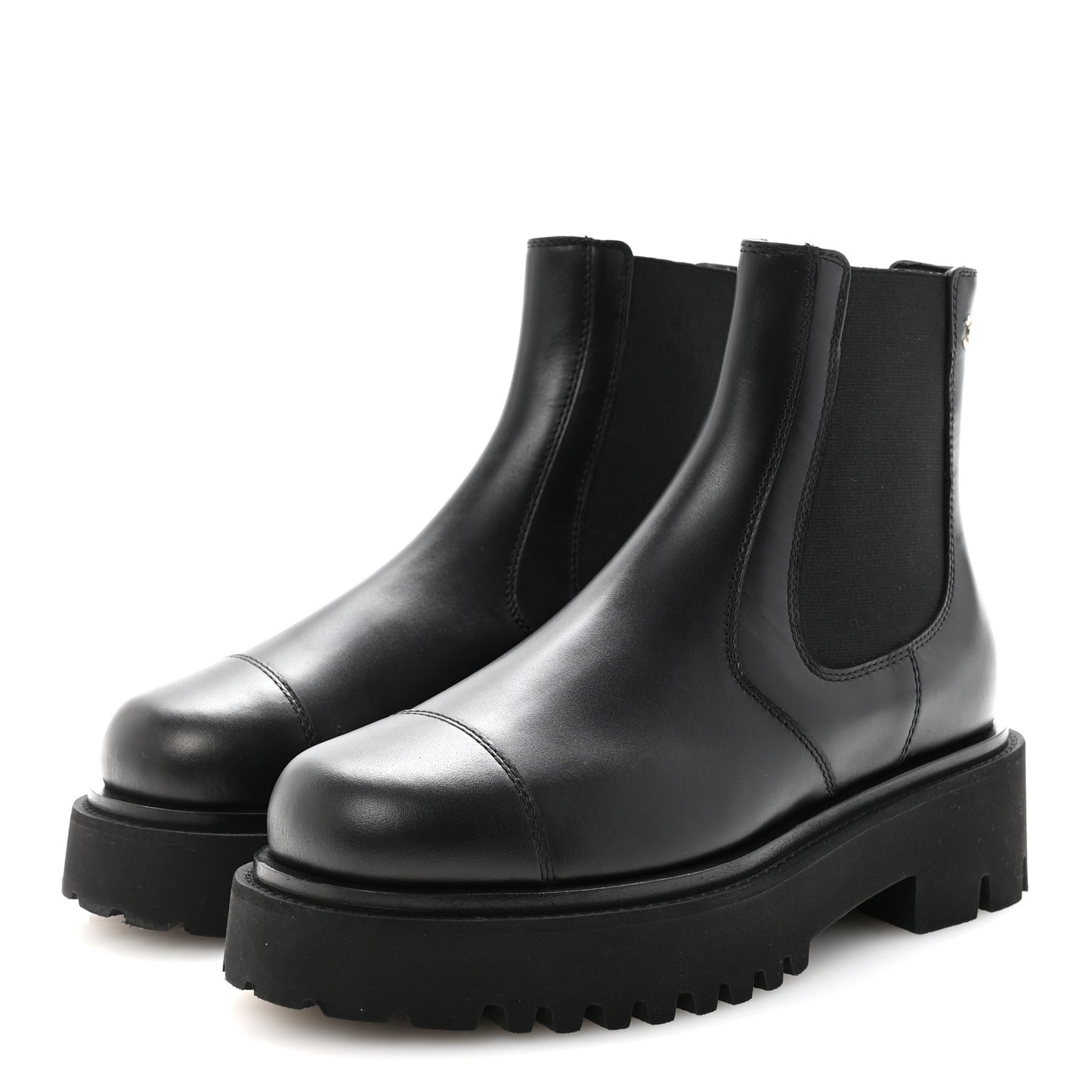 Calfskin Cap Toe CC Short Boots 36 Black