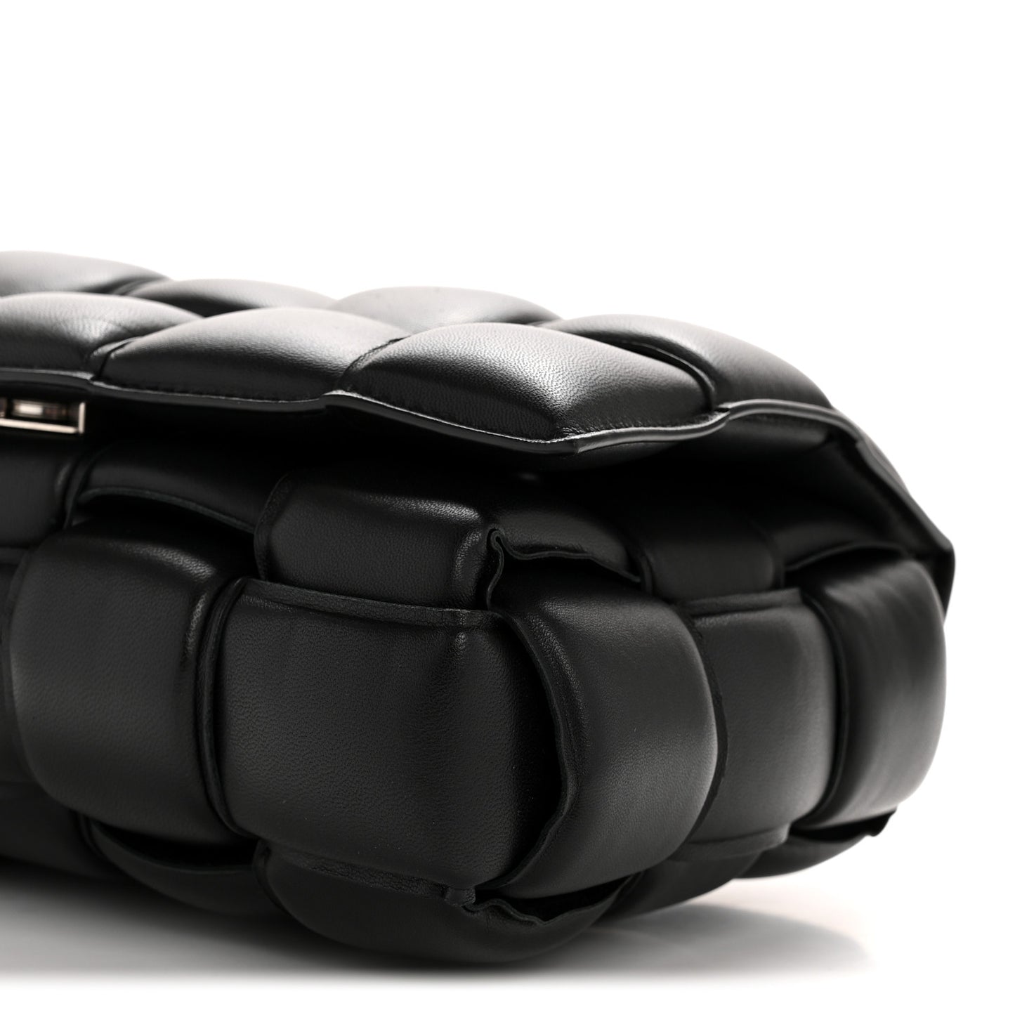 Nappa Maxi Intreccio Padded Cassette Crossbody Bag Black