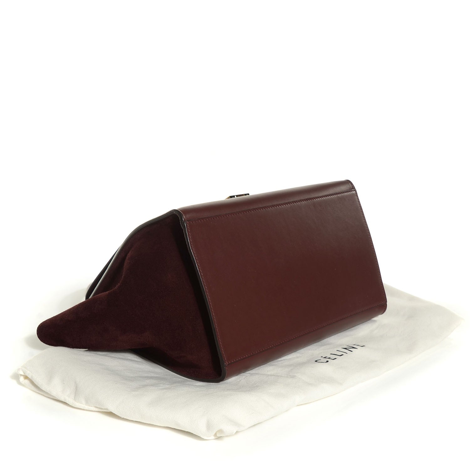 Celine Smooth Calfskin Suede Medium Trapeze Burgundy 4 of 8