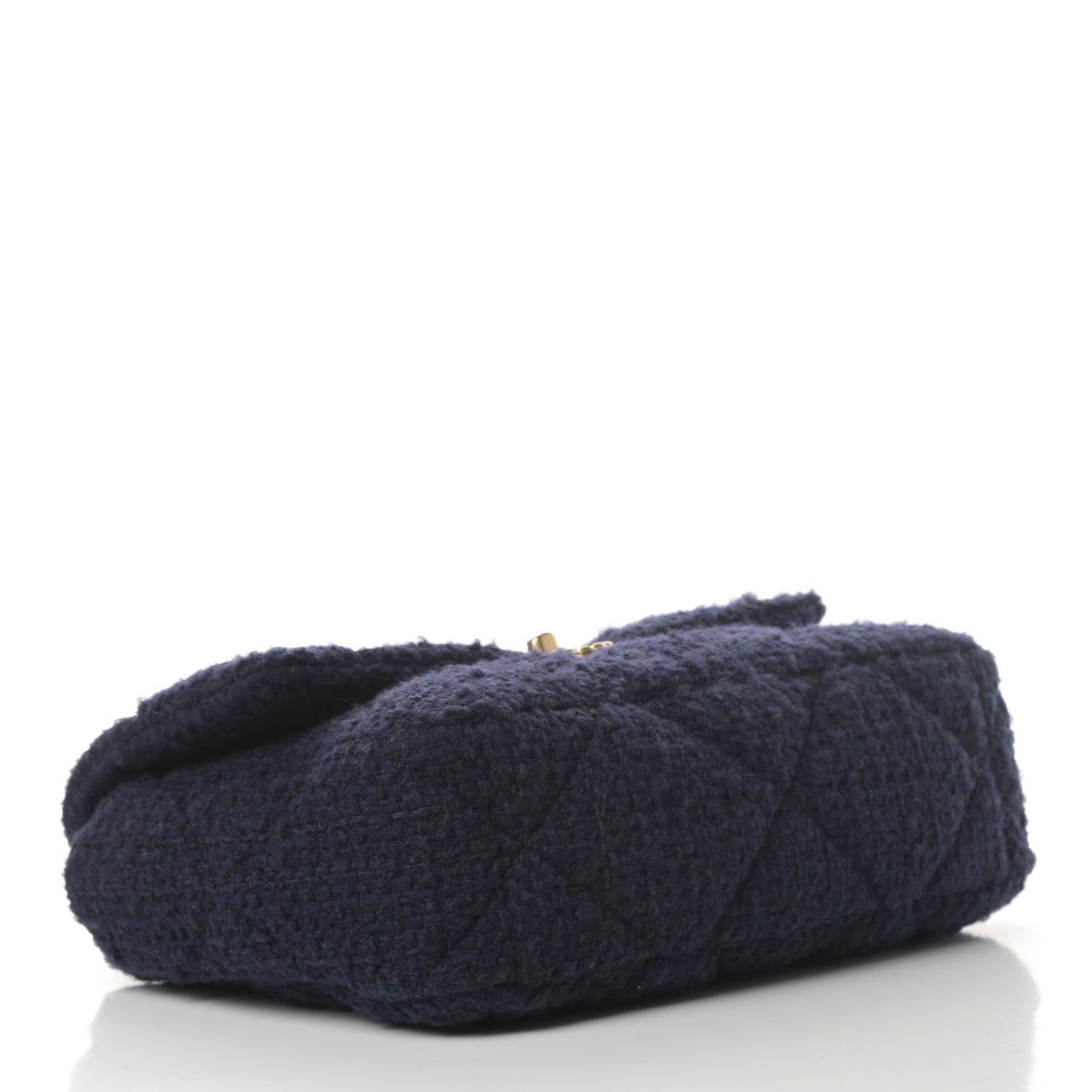 Tweed Quilted Large Chanel 19 Flap Navy Blue
