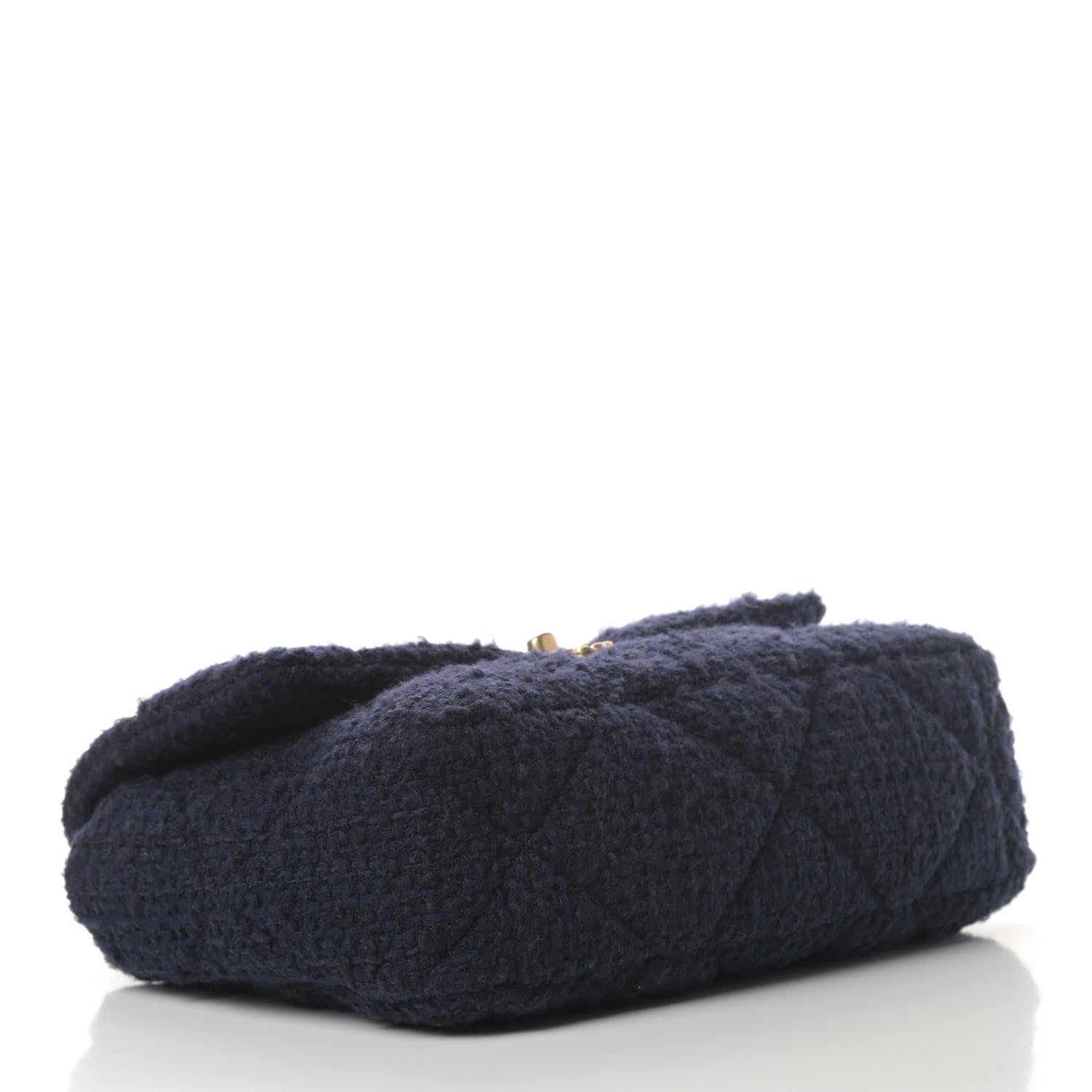 Chanel Tweed Quilted Large Chanel 19 Flap Navy Blue 4 of 12