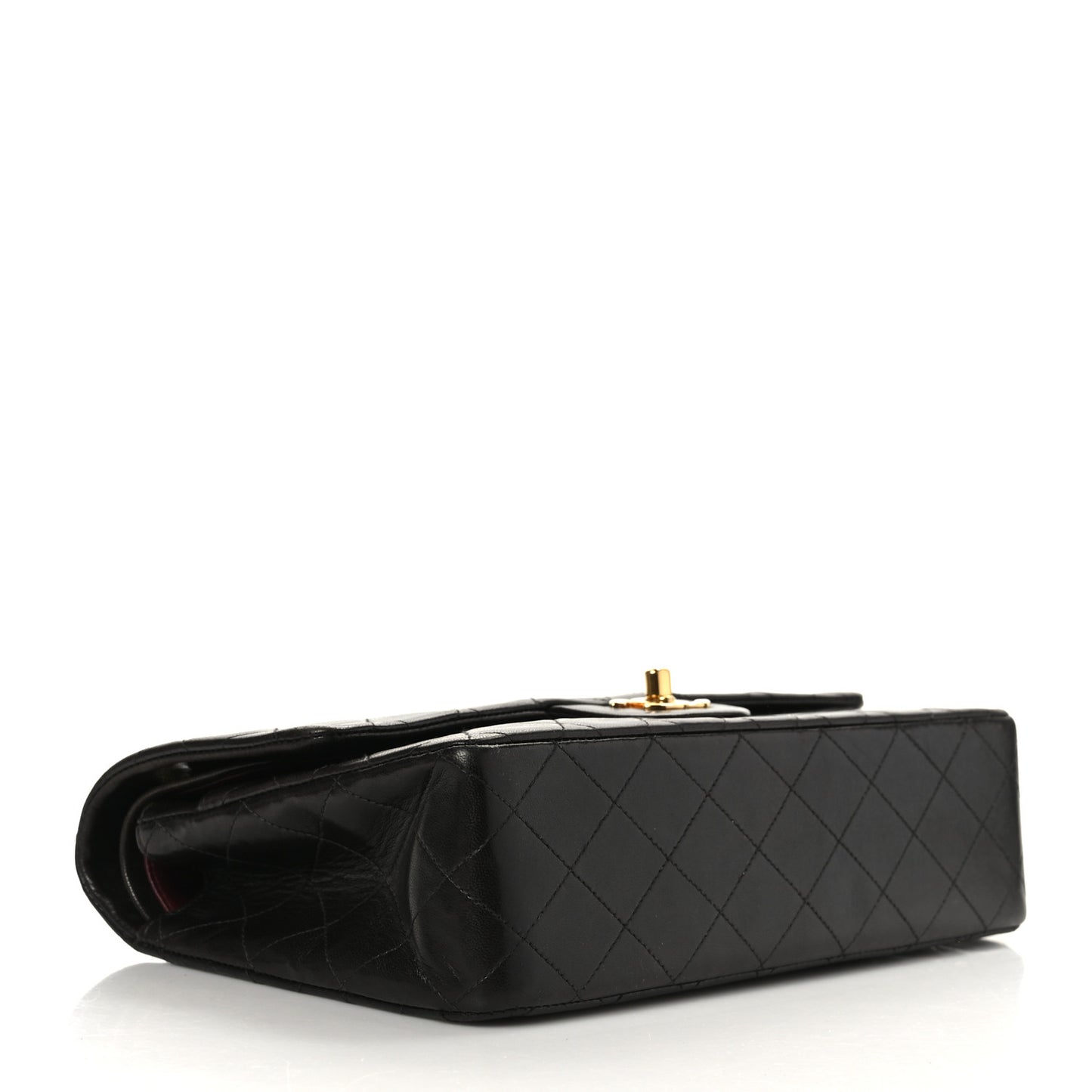 Lambskin Quilted Medium Double Flap Black