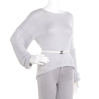 Chanel Leather CC Logo Skinny Belt 65 26 White 2 of 4