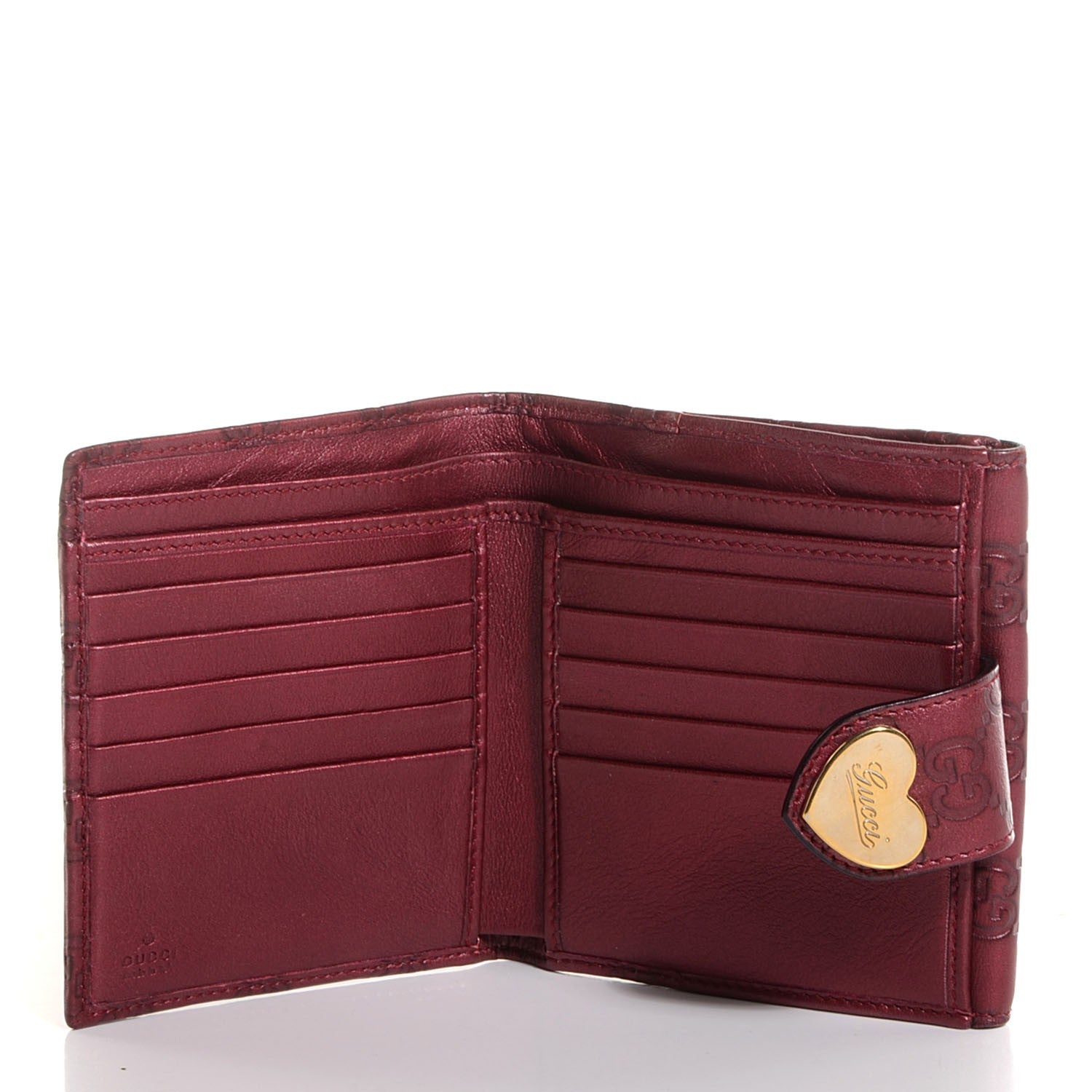Gucci Guccisima Heart Flap French Wallet Dark Red 5 of 7