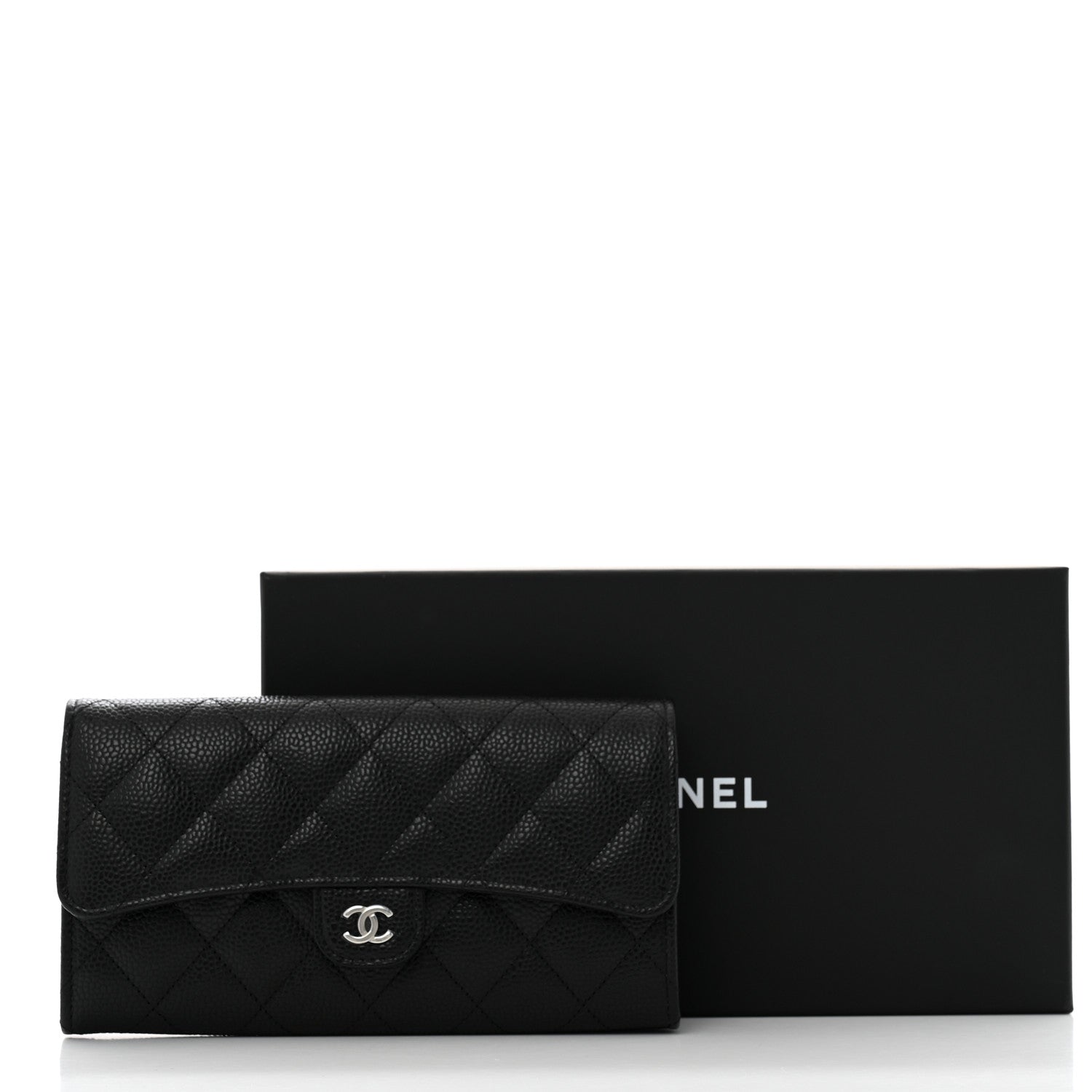 Chanel Caviar Quilted Large Gusset Flap Wallet Black 10 of 10