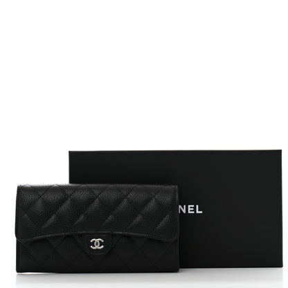 Chanel Caviar Quilted Large Gusset Flap Wallet Black 10 of 10