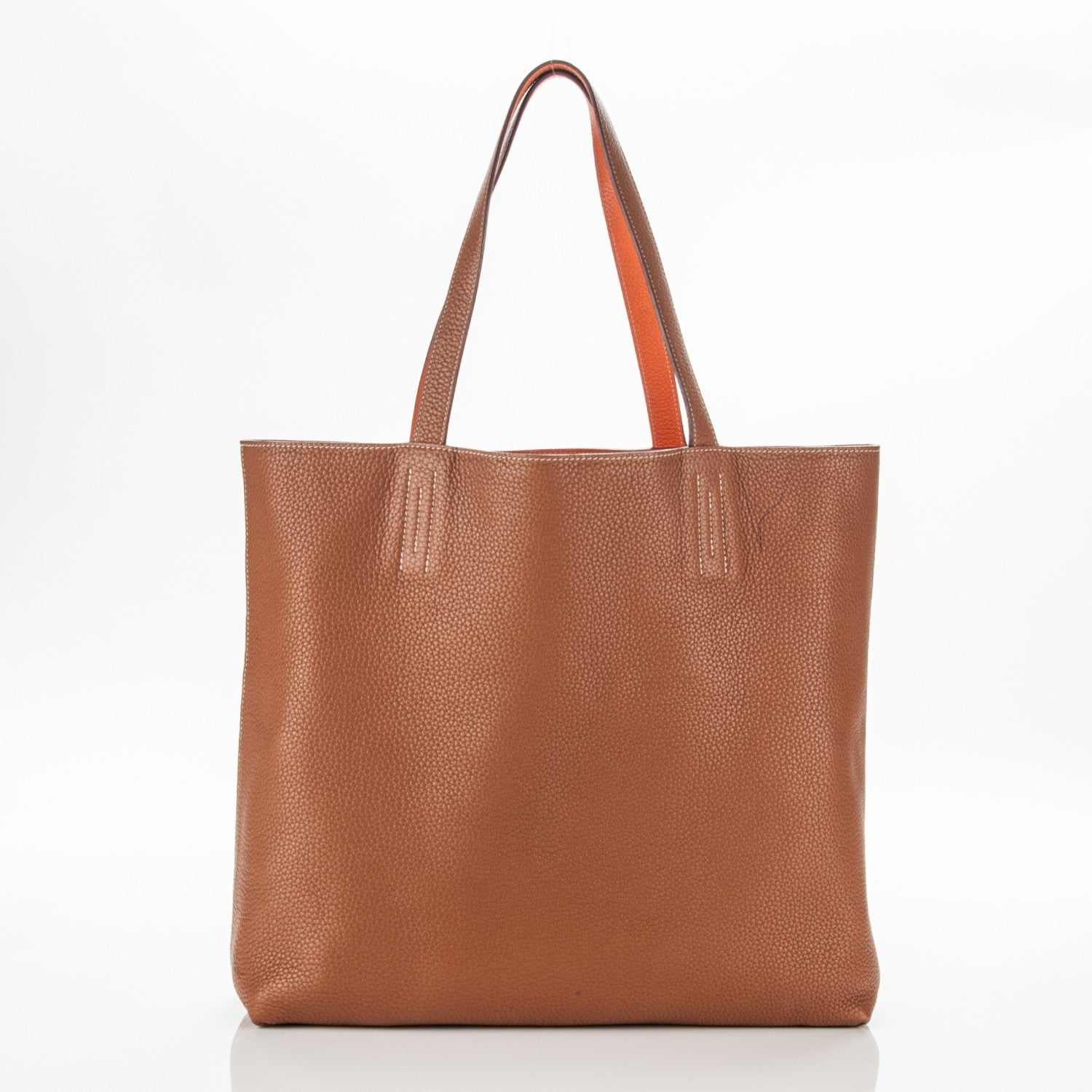 Hermes Taurillon Clemence Double Sens 36 Reversible Tote Gold Orange 6 of 17