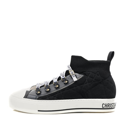 Christian Dior Technical Knit Calfskin Womens Walk'N'Dior High Top Sneaker 40 Black 1 of 7