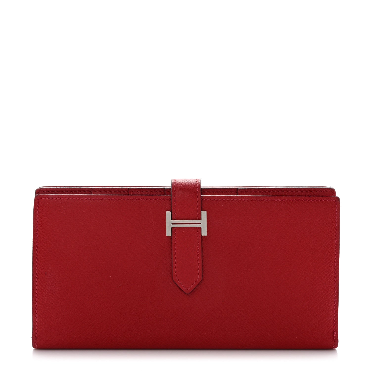 Hermes Epsom Bearn Gusset Wallet Rouge Casaque 1 of 11