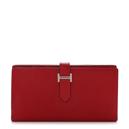 Hermes Epsom Bearn Gusset Wallet Rouge Casaque 1 of 11