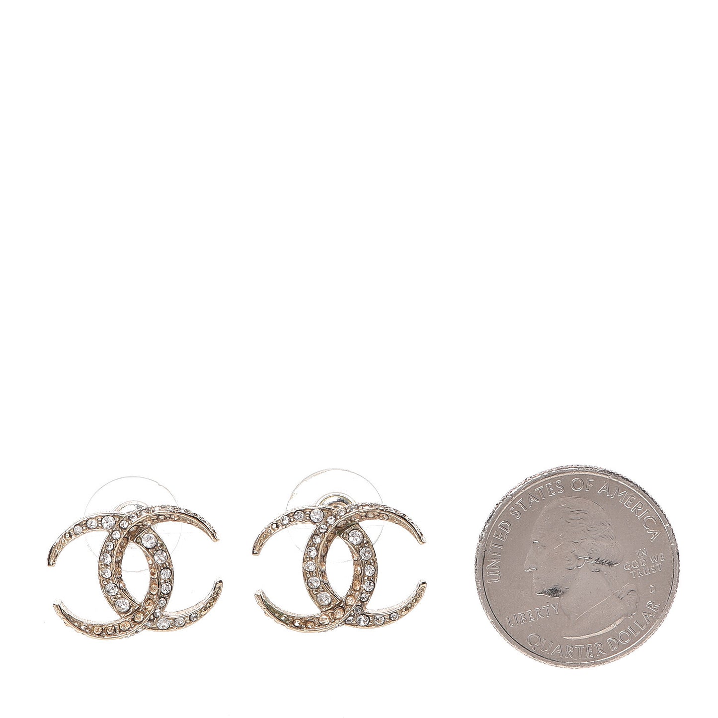 Crystal CC Moon Earrings Gold