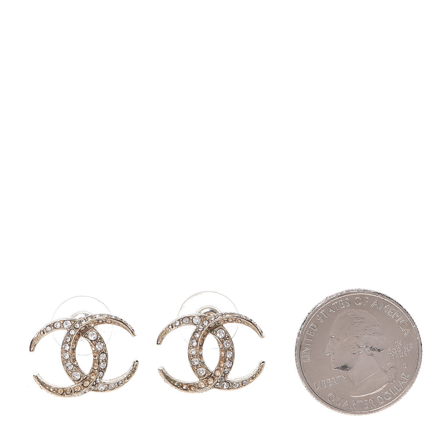 Chanel Crystal CC Moon Earrings Gold 2 of 7