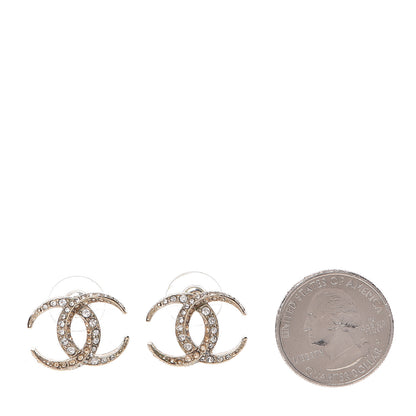 Chanel Crystal CC Moon Earrings Gold 2 of 7