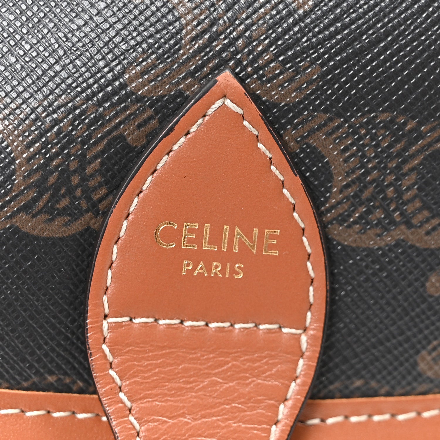 Celine Triomphe Canvas Medium Folco Bag Tan 6 of 9