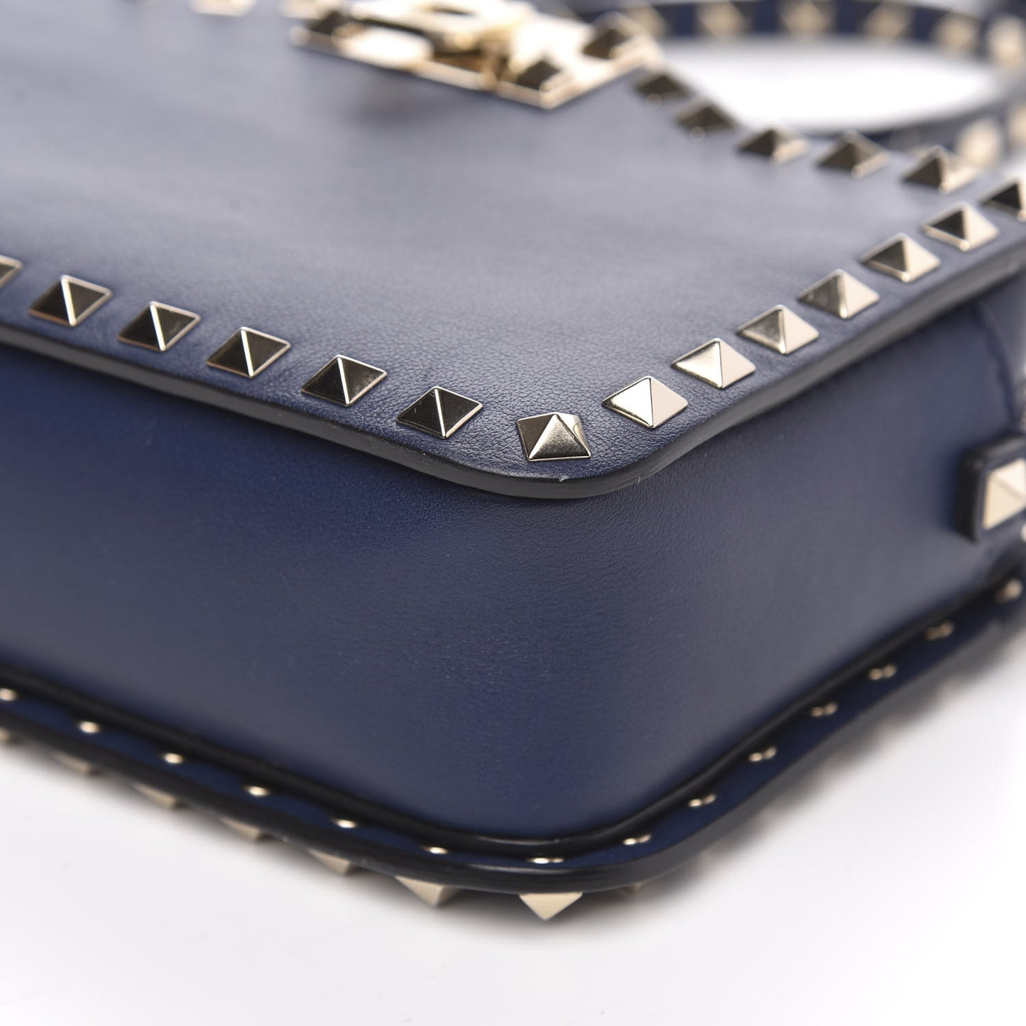 Calfskin Rockstud Flip Lock Camera Crossbody Bag Marine