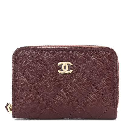 Chanel Caviar Quilted Zip Around Coin Purse Burgundy 1 of 8