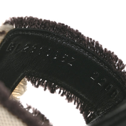 Hermes Toile H Oran Fringe Sandals 37 Prunoir 6 of 9