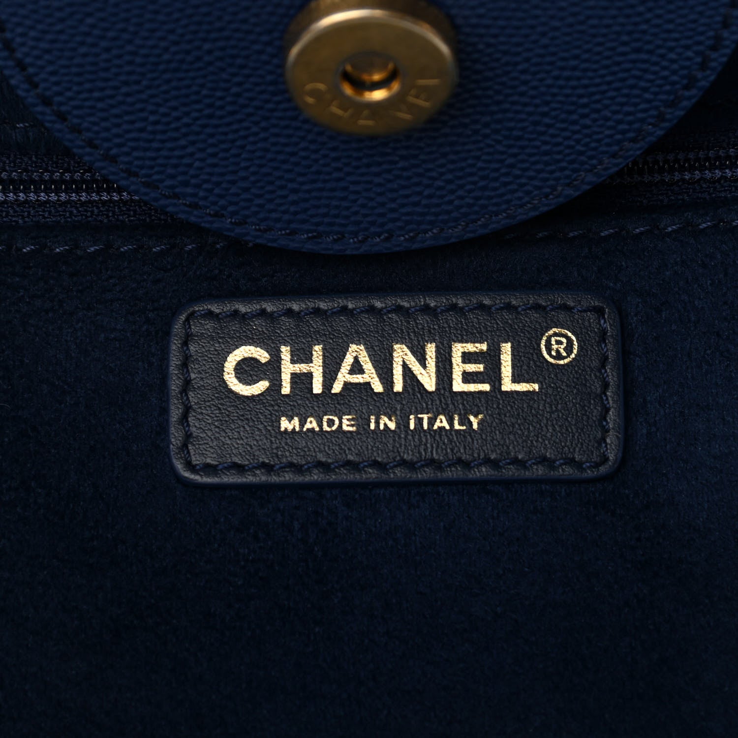 Chanel Caviar Small Studded Deauville Tote Navy 6 of 9