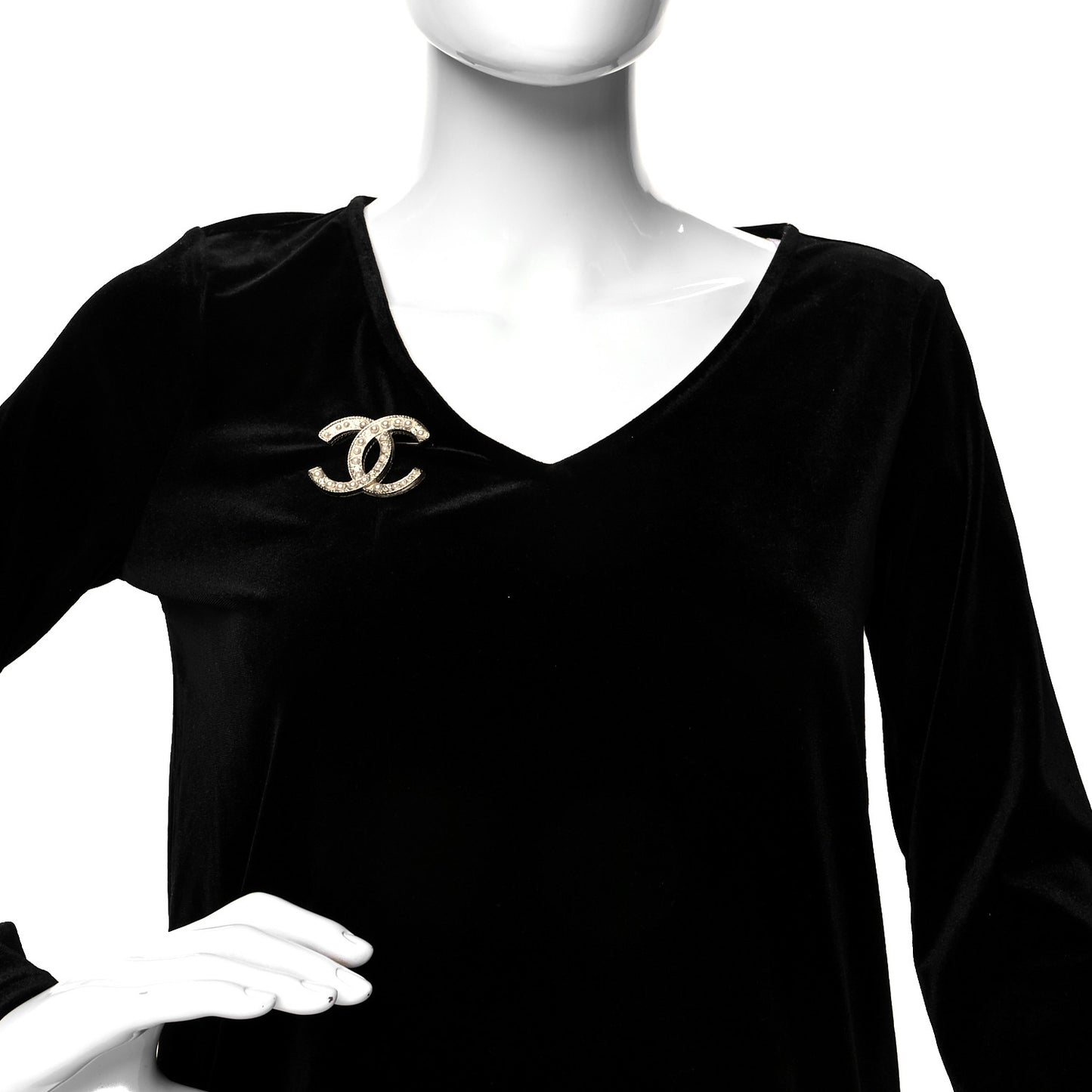 Pearl Crystal CC Brooch Gold