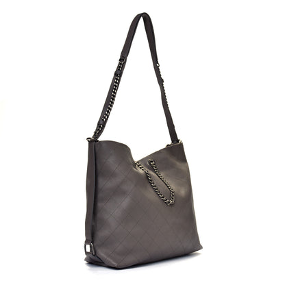 Chanel Calfskin Stitched Large Hobo Grey 2 of 8