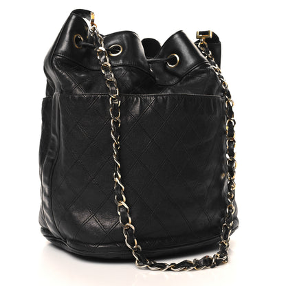 Chanel Lambskin Diamond Stitched CC Drawstring Shoulder Bag Black 3 of 11