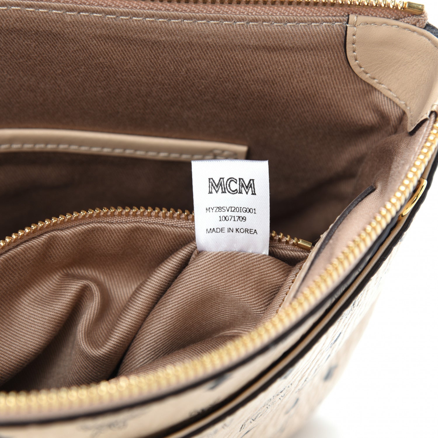 MCM Visetos Medium Crossbody Pouch Beige 8 of 14