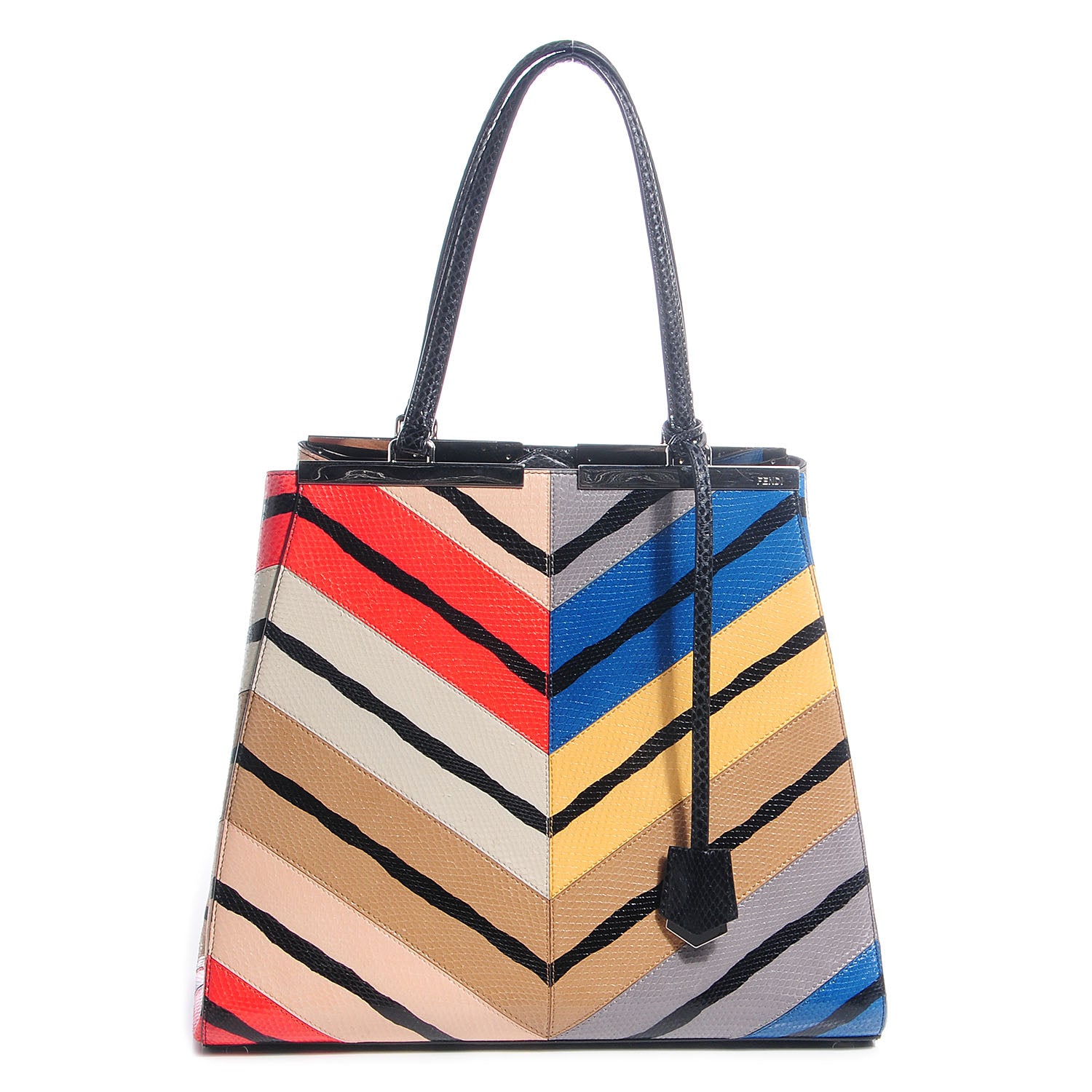 Fendi Ayers Printed Large 3Jours Tote Black Multicolor 1 of 10