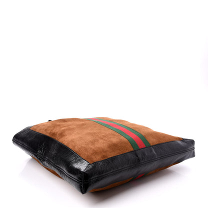 Gucci Suede Patent Web Large Ophidia Vertical Shopping Tote Nocciola Black 4 of 8