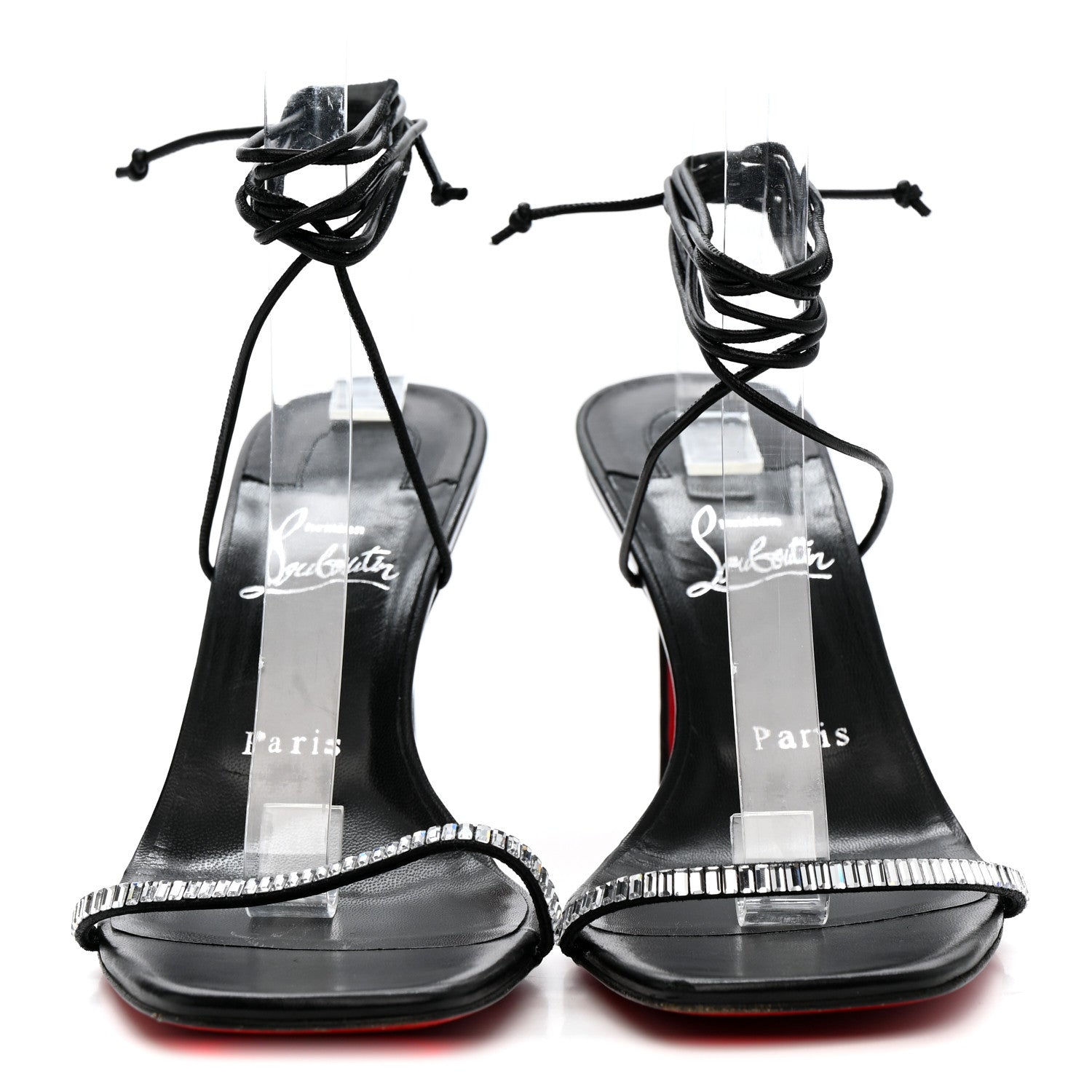 Christian Louboutin Kid Suede Condora Lacestrass 85 Sandals 39 Black 3 of 9