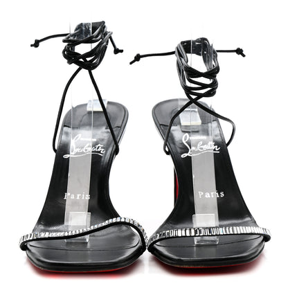 Christian Louboutin Kid Suede Condora Lacestrass 85 Sandals 39 Black 3 of 9