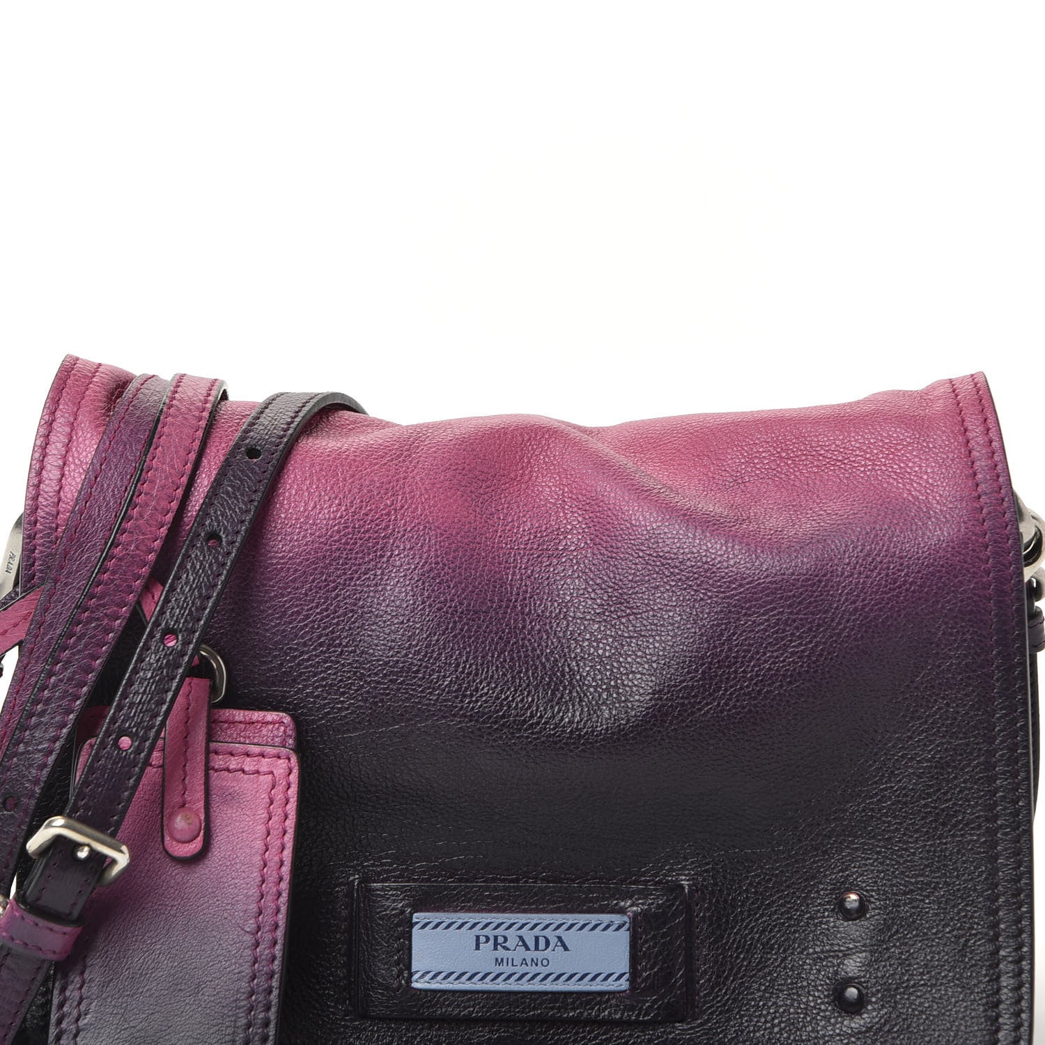 Prada Glace Calf Ombre Etiquette Flap Fuxia Astrale 10 of 10
