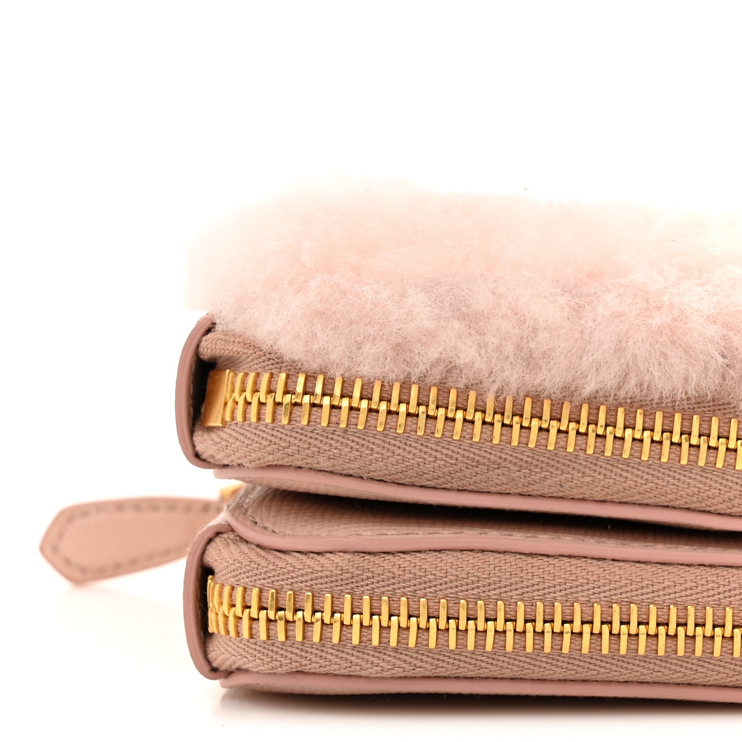 Prada Saffiano Shearling Triangle Mini Pouch Orchidea 9 of 12