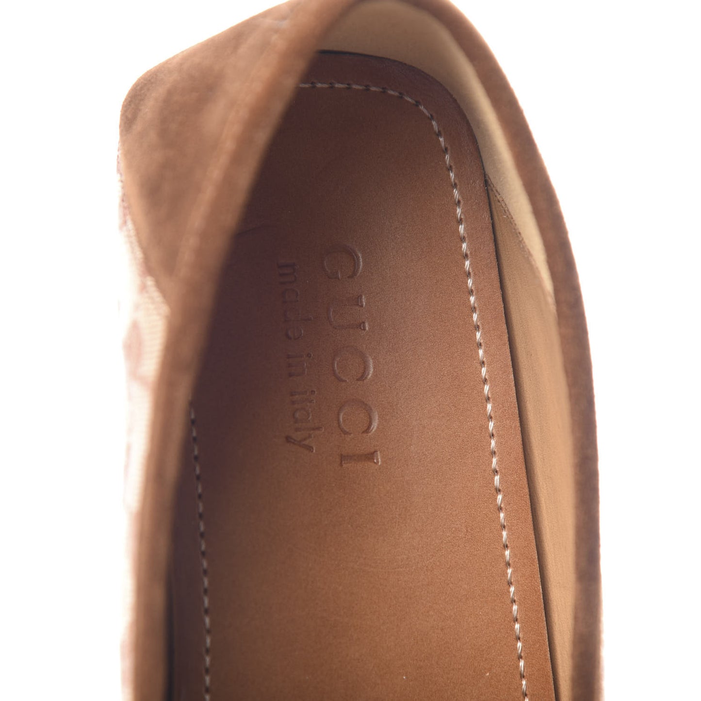GG Monogram Suede Mens Driver Loafers 9 Beige Ruggine Cuir