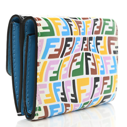 Fendi X SARAH COLEMAN Vitello FF Fish Eye Tri-Fold Wallet Multicolor Cyber Blue 3 of 8